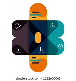 Infographics option and step by step in rounded squares, element of chart, graph, diagram with options, parts, processes. Vector business template for presentation or web info banner