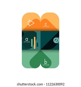Infographics option and step by step in rounded squares, element of chart, graph, diagram with options, parts, processes. Vector business template for presentation or web info banner