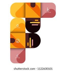 Infographics option and step by step in rounded squares, element of chart, graph, diagram with options, parts, processes. Vector business template for presentation or web info banner