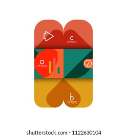 Infographics option and step by step in rounded squares, element of chart, graph, diagram with options, parts, processes. Vector business template for presentation or web info banner