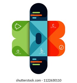 Infographics option and step by step in rounded squares, element of chart, graph, diagram with options, parts, processes. Vector business template for presentation or web info banner