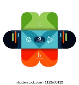 Infographics option and step by step in rounded squares, element of chart, graph, diagram with options, parts, processes. Vector business template for presentation or web info banner