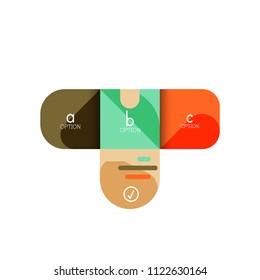 Opción de infografía y paso a paso en cuadrados redondeados, elemento de gráfico, gráfico, diagrama con opciones, partes, procesos. Plantilla de negocio de vectores para banner de presentación o información web