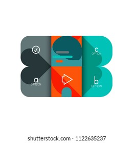 Infographics option and step by step in rounded squares, element of chart, graph, diagram with options, parts, processes. Vector business template for presentation or web info banner
