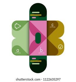 Infographics option and step by step in rounded squares, element of chart, graph, diagram with options, parts, processes. Vector business template for presentation or web info banner