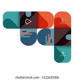 Infographics option and step by step in rounded squares, element of chart, graph, diagram with options, parts, processes. Vector business template for presentation or web info banner