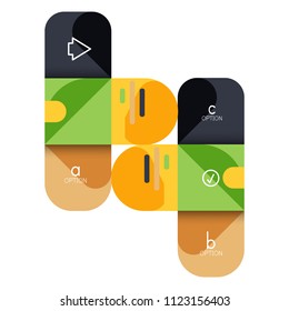 Infographics option and step by step in rounded squares, element of chart, graph, diagram with options, parts, processes. Vector business template for presentation or web info banner