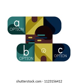 Infographics option and step by step in rounded squares, element of chart, graph, diagram with options, parts, processes. Vector business template for presentation or web info banner