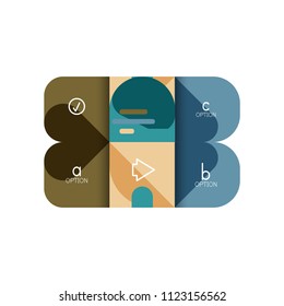 Infographics option and step by step in rounded squares, element of chart, graph, diagram with options, parts, processes. Vector business template for presentation or web info banner