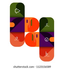 Infographics option and step by step in rounded squares, element of chart, graph, diagram with options, parts, processes. Vector business template for presentation or web info banner