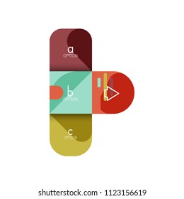 Infographics option and step by step in rounded squares, element of chart, graph, diagram with options, parts, processes. Vector business template for presentation or web info banner