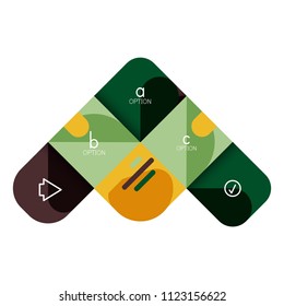 Infographics option and step by step in rounded squares, element of chart, graph, diagram with options, parts, processes. Vector business template for presentation or web info banner