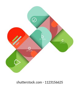 Infographics option and step by step in rounded squares, element of chart, graph, diagram with options, parts, processes. Vector business template for presentation or web info banner