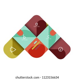 Infographics option and step by step in rounded squares, element of chart, graph, diagram with options, parts, processes. Vector business template for presentation or web info banner