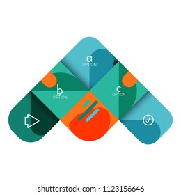 Infographics option and step by step in rounded squares, element of chart, graph, diagram with options, parts, processes. Vector business template for presentation or web info banner