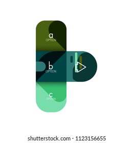 Opción de infografía y paso a paso en cuadrados redondeados, elemento de gráfico, gráfico, diagrama con opciones, partes, procesos. Plantilla de negocio de vectores para banner de presentación o información web