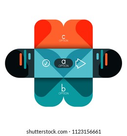 Infografik Option und Schritt für Schritt in abgerundeten Quadraten, Element des Diagramms, Diagramm, Diagramm mit Optionen, Teilen, Prozessen. Vektorgeschäftsvorlage für Präsentation oder Web-Info-Banner