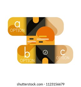Infographics option and step by step in rounded squares, element of chart, graph, diagram with options, parts, processes. Vector business template for presentation or web info banner