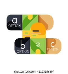 Infographics option and step by step in rounded squares, element of chart, graph, diagram with options, parts, processes. Vector business template for presentation or web info banner