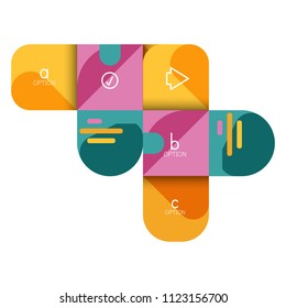 Infographics option and step by step in rounded squares, element of chart, graph, diagram with options, parts, processes. Vector business template for presentation or web info banner