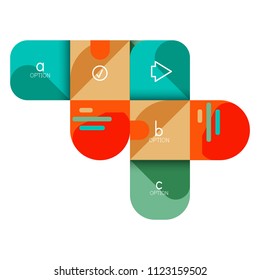 Infographics option and step by step in rounded squares, element of chart, graph, diagram with options, parts, processes. Vector business template for presentation or web info banner