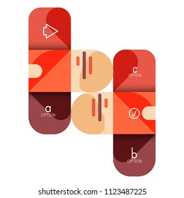 Infographics option and step by step in rounded squares, element of chart, graph, diagram with options, parts, processes. Vector business template for presentation or web info banner