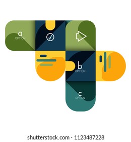 Infographics option and step by step in rounded squares, element of chart, graph, diagram with options, parts, processes. Vector business template for presentation or web info banner