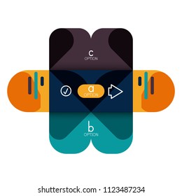 Infographics option and step by step in rounded squares, element of chart, graph, diagram with options, parts, processes. Vector business template for presentation or web info banner