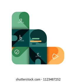Infographics option and step by step in rounded squares, element of chart, graph, diagram with options, parts, processes. Vector business template for presentation or web info banner