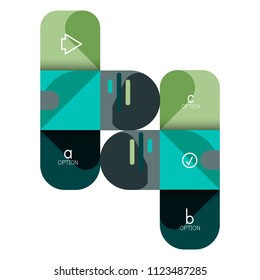 Infographics option and step by step in rounded squares, element of chart, graph, diagram with options, parts, processes. Vector business template for presentation or web info banner