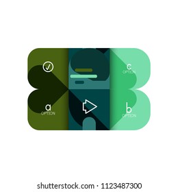 Opción de infografía y paso a paso en cuadrados redondeados, elemento de gráfico, gráfico, diagrama con opciones, partes, procesos. Plantilla de negocio de vectores para banner de presentación o información web