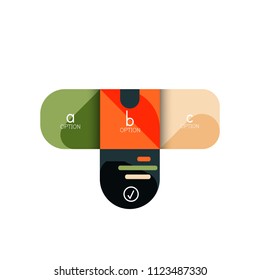 Opción de infografía y paso a paso en cuadrados redondeados, elemento de gráfico, gráfico, diagrama con opciones, partes, procesos. Plantilla de negocio de vectores para banner de presentación o información web