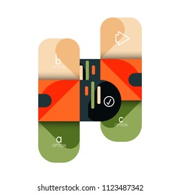 Opción de infografía y paso a paso en cuadrados redondeados, elemento de gráfico, gráfico, diagrama con opciones, partes, procesos. Plantilla de negocio de vectores para banner de presentación o información web