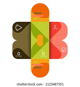 Infographics option and step by step in rounded squares, element of chart, graph, diagram with options, parts, processes. Vector business template for presentation or web info banner