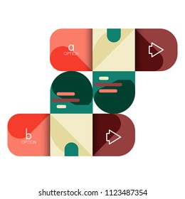 Infographics option and step by step in rounded squares, element of chart, graph, diagram with options, parts, processes. Vector business template for presentation or web info banner