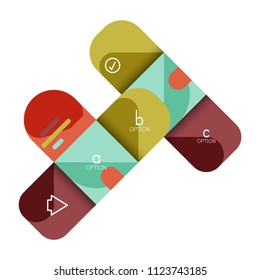 Infographics option and step by step in rounded squares, element of chart, graph, diagram with options, parts, processes. Vector business template for presentation or web info banner