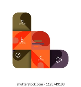 Infographics option and step by step in rounded squares, element of chart, graph, diagram with options, parts, processes. Vector business template for presentation or web info banner