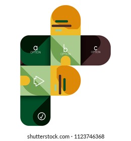 Infographics option and step by step in rounded squares, element of chart, graph, diagram with options, parts, processes. Vector business template for presentation or web info banner