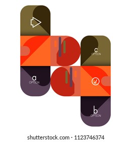 Infographics option and step by step in rounded squares, element of chart, graph, diagram with options, parts, processes. Vector business template for presentation or web info banner