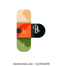 Infografik Option und Schritt für Schritt in abgerundeten Quadraten, Element des Diagramms, Diagramm, Diagramm mit Optionen, Teilen, Prozessen. Vektorgeschäftsvorlage für Präsentation oder Web-Info-Banner