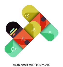 Infographics option and step by step in rounded squares, element of chart, graph, diagram with options, parts, processes. Vector business template for presentation or web info banner