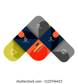 Infographics option and step by step in rounded squares, element of chart, graph, diagram with options, parts, processes. Vector business template for presentation or web info banner