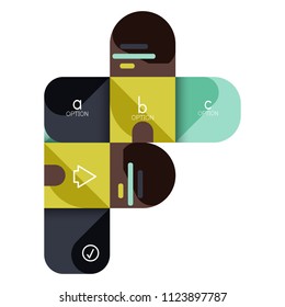 Infographics option and step by step in rounded squares, element of chart, graph, diagram with options, parts, processes. Vector business template for presentation or web info banner