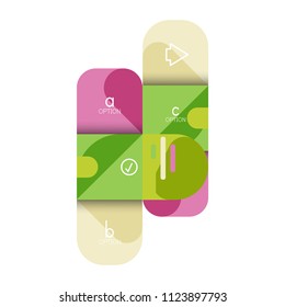 Infographics option and step by step in rounded squares, element of chart, graph, diagram with options, parts, processes. Vector business template for presentation or web info banner