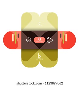 Opción de infografía y paso a paso en cuadrados redondeados, elemento de gráfico, gráfico, diagrama con opciones, partes, procesos. Plantilla de negocio de vectores para banner de presentación o información web