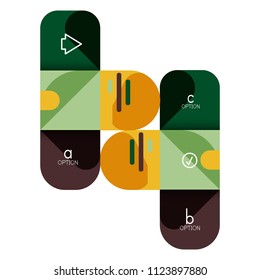 Infographics option and step by step in rounded squares, element of chart, graph, diagram with options, parts, processes. Vector business template for presentation or web info banner