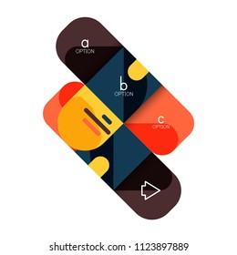 Infographics option and step by step in rounded squares, element of chart, graph, diagram with options, parts, processes. Vector business template for presentation or web info banner