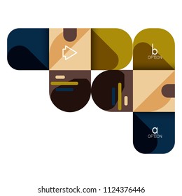 Infographics option and step by step in rounded squares, element of chart, graph, diagram with options, parts, processes. Vector business template for presentation or web info banner