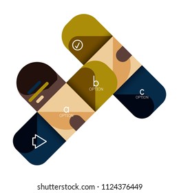 Infographics option and step by step in rounded squares, element of chart, graph, diagram with options, parts, processes. Vector business template for presentation or web info banner