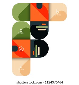 Infographics option and step by step in rounded squares, element of chart, graph, diagram with options, parts, processes. Vector business template for presentation or web info banner